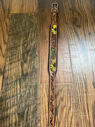 Handcrafted Padded Leather Tooled Dog Collar Sunflower Cactus Dog