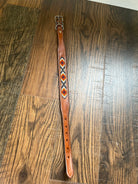 Leather Dog Collar with Orange and red beading Dog