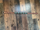 Handmade Leather Belt Tooled with Teal,Black & White Beading Belts