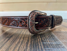 Handmade Leather Leaf Tooled Belt Belts