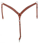 Harness leather breastcollar with dark brown buckstitch trim Horse