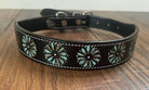 Leather Tooled Dog Collar with Squashblossoms Large Dog
