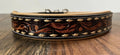 Handcrafted Padded Leather Tooled Dog Collar With Buckstiching
