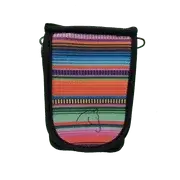 Serape pet treat pouch with colorful stripes and black trim for pet training