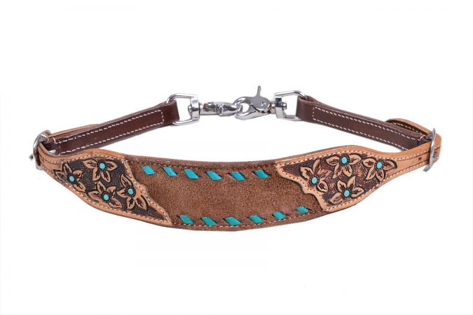 Tooled Leather Buckstitch Purse Strap