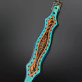 Turquoise Scalloped Western Tooled Leather Dog Collar