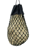 Easy-fill slow feed nylon hay bag with drawstring top closure Horse