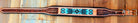 Handcrafted Padded Leather Tooled Dog Collar with Blue, White and Black Beading Dog
