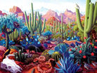 0265 Cactusland 1000 pc puzzle: vibrant desert with cacti, fox, snake, mountains