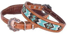 Leather Dog Collar With Cross Design Beaded Inlay Dog