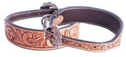 Leaf tooled leather dog collar Dog