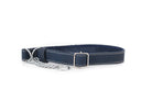 Euro-Dog Collar Martingale - Navy blue leather with silver buckle