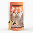 Tickled Pet sweet potato strips: orange brown vegetarian dog treats