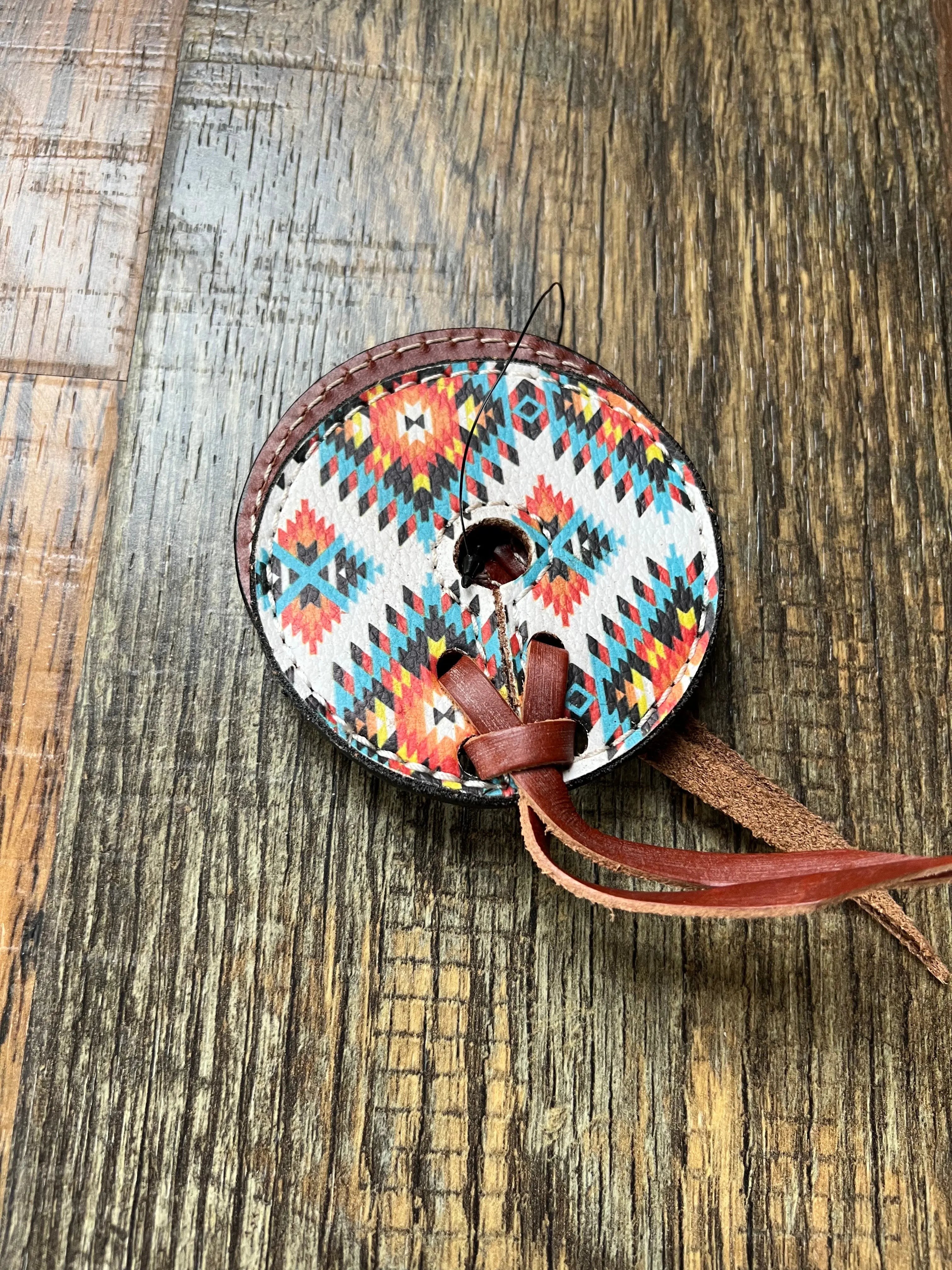 Orange Teal & White Aztec Bit Guards Horse Tack