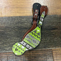 Ladies Green Geo leather spur straps