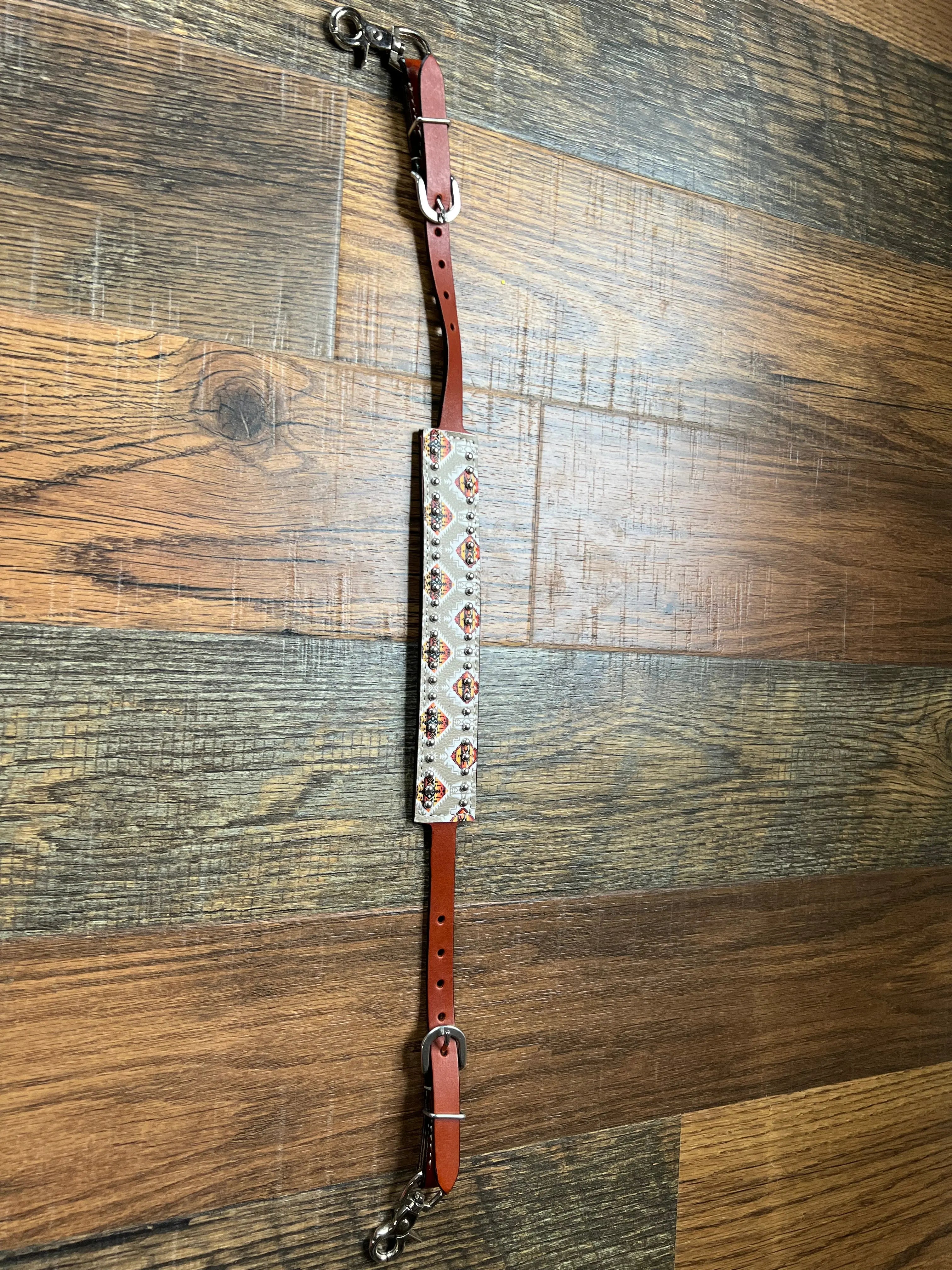 Tan/Orange Aztec Leather Wither Strap Horse