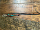Handcrafted Padded Leather Tooled Dog Collar Leaf tooling and Teal lacing Dog