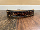Handcrafted Padded Leather Tooled Dog Collar With Buckstiching Dog