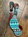 Ladies Teal/blue/Black/White Leather spur straps