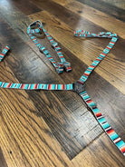 Nylon Teal Serape Southwest Print One Ear Headstall and Breastcollar Set Horse Size Horse Tack
