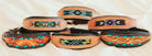 Handcrafted Padded Leather Tooled Dog Collar with White, Teal and Gold Beading Dog