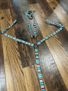 Nylon Teal Serape Southwest Print One Ear Headstall and Breastcollar Set Horse Size Horse Tack