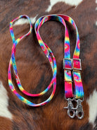 3/4" x 8ft Tye Dye nylon contest rein with scissor snap end Horse
