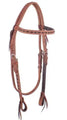 Harness leather Browband Headstall with dark brown buckstitch trim