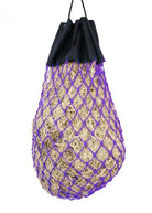 Easy-fill slow feed nylon hay bag with drawstring top closure Horse